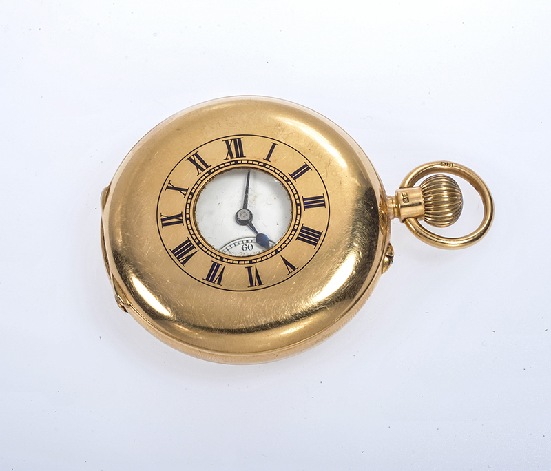 gold half hunter pocket watch