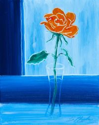 ORANGE ROSE ON A BLUE DAY by Stephen McFarlane at Ross's Online Art Auctions