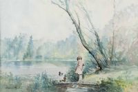 WATCHING THE DUCKS by William Cunningham at Ross's Online Art Auctions