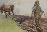 PLOUGHING THE FIELD by William Docherty Weir at Ross's Online Art Auctions