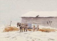 HORSE & CART, WINTER by Hamilton Sloan at Ross's Online Art Auctions