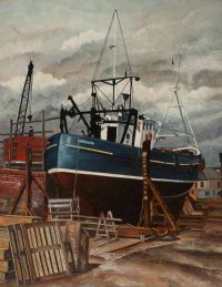 IN FOR REPAIR, ARBROATH by R. Hutchinson at Ross's Online Art Auctions