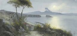 THE BAY OF NAPLES AT NIGHT by M. Gianni at Ross's Online Art Auctions