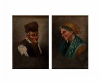 MALE & FEMALE PORTRAITS by 19th Century Neapolitan School at Ross's Online Art Auctions