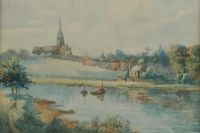 THE CHURCH FROM THE RIVER by A. Godwin at Ross's Online Art Auctions