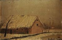 COTTAGE IN THE SNOW by Robert Mols at Ross's Online Art Auctions