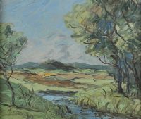 TREES BY THE RIVER by Dante Lynas at Ross's Online Art Auctions