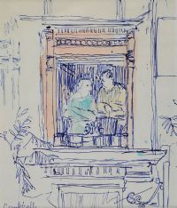 COUPLE BY THE WINDOW by George Campbell RHA RUA at Ross's Online Art Auctions