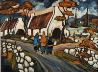 SHAWLIES ON THE PATH by Irish School at Ross's Online Art Auctions
