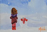 BUILDING A SNOWMAN by Michelle Carlin at Ross's Online Art Auctions