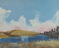 TREES BY THE LOUGH by Liam Blake at Ross's Online Art Auctions