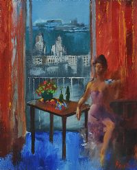 TEA BY THE WINDOW by Kravtzov at Ross's Online Art Auctions