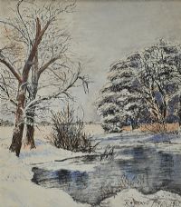 SNOW BY THE LAGAN by Raymond Piper RUA at Ross's Online Art Auctions