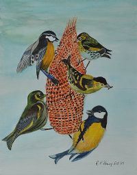 BIRDS FEEDING by Patricia Henry at Ross's Online Art Auctions