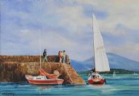 BOATS AT THE OLD PIER, MAYO by James McKendry at Ross's Online Art Auctions