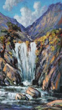 WATERFALL IN THE MOURNES by William Cunningham at Ross's Online Art Auctions
