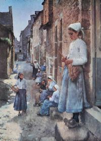 STREET SCENE, BRITTANY by Stanhope A. Forbes RA at Ross's Online Art Auctions