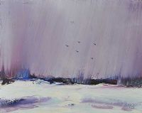 GEESE OVER A WINTER LAKE by Liam Blake at Ross's Online Art Auctions