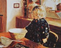 GIRL BAKING by Rowland Davidson at Ross's Online Art Auctions