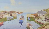 BOATS AT BALLINTOY by Samuel McLarnon UWS at Ross's Online Art Auctions