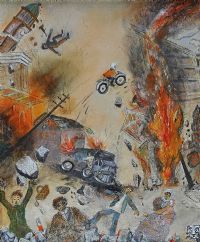 THE BELFAST BLITZ by Phyllis Leopold RUA at Ross's Online Art Auctions