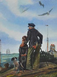 WATCHING THE BOATS by Joe O'Kane at Ross's Online Art Auctions