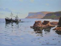 FISHING OFF FAIRHEAD by Gregory Moore at Ross's Online Art Auctions