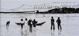 LAUNCHING THE CURRACH by Sean Lorinyenko at Ross's Online Art Auctions