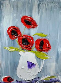 POPPIES & WHITE VASE by Michael Smyth at Ross's Online Art Auctions