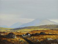 BAGGING TURF, AGHLA MORE, GWEEDORE, DONEGAL by Denis J. McDowell at Ross's Online Art Auctions