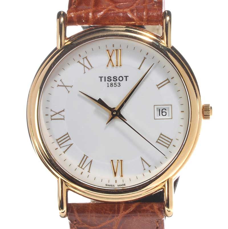 TISSOT '1853' 18CT GOLD AND LEATHER GENT'S WRIST WATCH