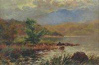 LAKESIDE MOUNTAIN SCENE by P.E. Williamson at Ross's Online Art Auctions