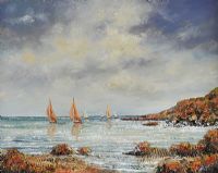 SAILING, THE ANTRIM COAST by Donna Hill at Ross's Online Art Auctions
