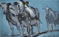 MOO'S ON BLUE by Con Campbell at Ross's Online Art Auctions
