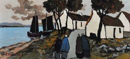 AMONG THE COTTAGES by Robert Dunleavey at Ross's Online Art Auctions