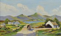 TURF CART ON THE ROAD HOME by David Johnston at Ross's Online Art Auctions