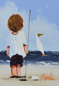 BOY GOING FISHING by Michelle Carlin at Ross's Online Art Auctions