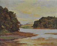 TREES BY THE LOUGH by David Bond Walker RUA at Ross's Online Art Auctions