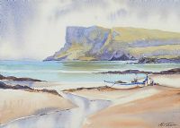 FAMILY BOAT, BALLYCASTLE by Martin Hasson at Ross's Online Art Auctions
