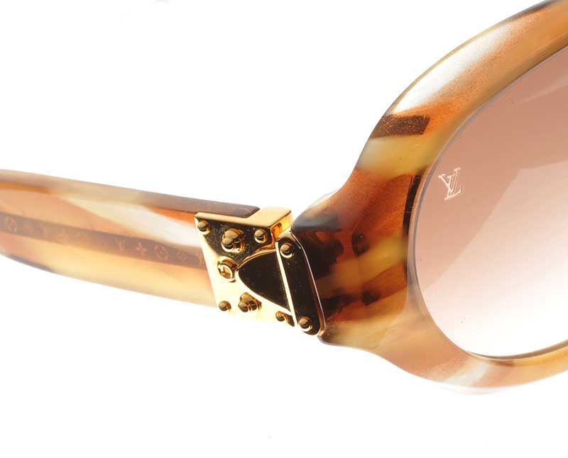 LOUIS VUITTON Flower Cutout Brown Lens Lens Gold Z0051U Sunglasses