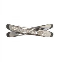 9CT WHITE GOLD AND DIAMOND CROSSOVER RING at Ross's Online Art Auctions