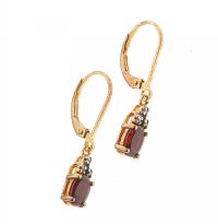 GOLD PLATED STERLING SILVER GARNET AND DIAMOND EARRINGS at Ross's Online Art Auctions