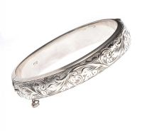 ENGRAVED SILVER BANGLE at Ross's Online Art Auctions