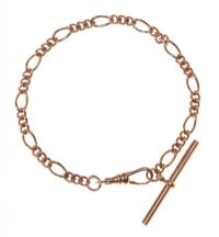 9CT GOLD CURB LINK BRACELET WITH T-BAR at Ross's Online Art Auctions