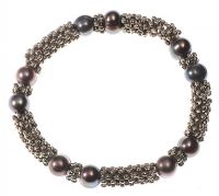 SILVER AND BLACK FRESHWATER PEARL BRACELET BY DESIGNER JOHN HARDY at Ross's Online Art Auctions