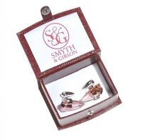 SMYTH AND GIBSON SILVER-TONE METAL AND PINK CRYSTAL CUFFLINKS at Ross's Online Art Auctions