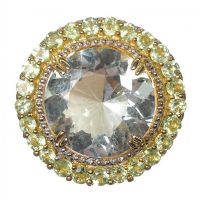 STERLING SILVER GILT DRESS RING SET WITH GREEN AMETHYST AND PERIDOT at Ross's Online Art Auctions
