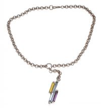 STERLING SILVER PENDANT AND CHAIN WITH COLOURED CHAIN at Ross's Online Art Auctions