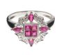 14CT WHITE GOLD RUBY AND DIAMOND CLUSTER RING at Ross's Online Art Auctions