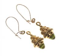 18CT GOLD EARRING DROPS SET WITH PERIDOT AND 14CT GOLD EARRING WIRES at Ross's Online Art Auctions